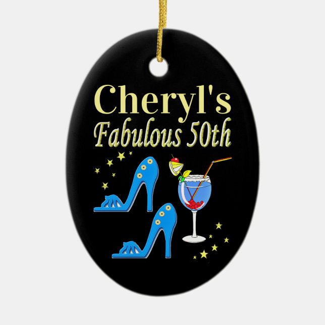 ADORNO DE CERÁMICA BONITO DISEÑO AZUL 50 DE CUMPLEAÑOS (Frente)