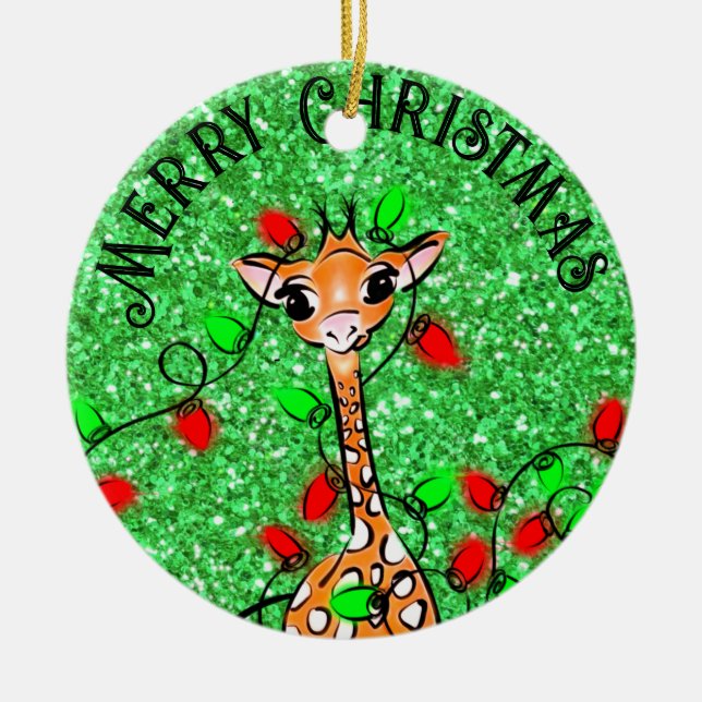Adorno De Cerámica Bonito festividad festividad Giraffe luces de trin (Frente)