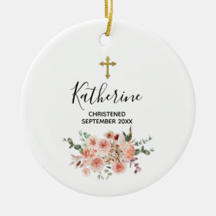 Adorno De Cerámica Bonito Floral Personalizada Christening Baby Girl