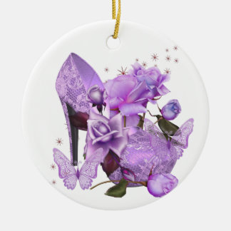 Adorno De Cerámica Bonito Lavender Morado Hi Heel Rosa Floral