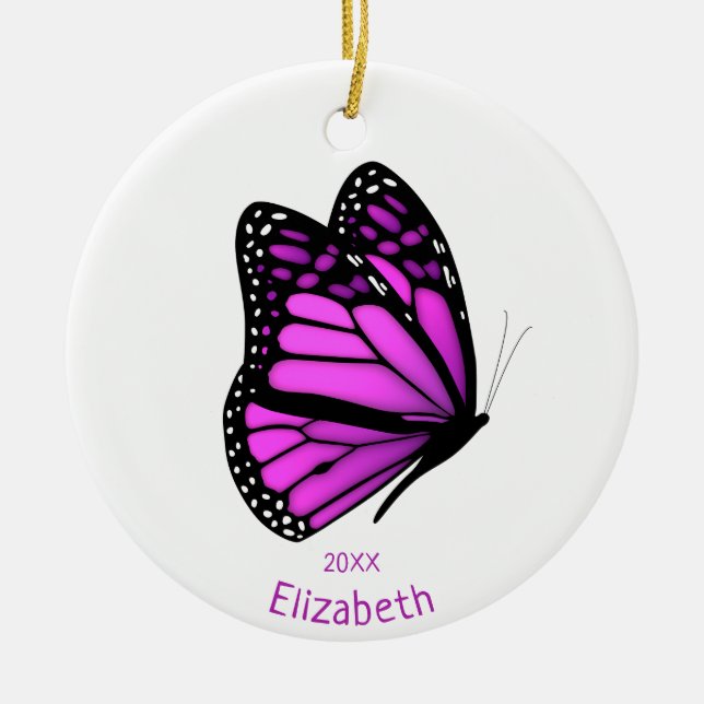 Adorno De Cerámica bonito morado coqueteo mariposa personalizada (Frente)
