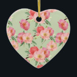 Adorno De Cerámica Bonito Pink Garden Flores Acuarela<br><div class="desc">flores de jardín rosa y verde menta acuarela</div>