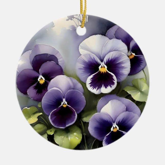 Adorno De Cerámica Bonito púrpura pintura acuarela (Frente)