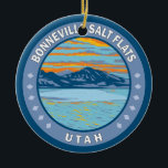 Adorno De Cerámica Bonneville Salt Flats Utah Viaje Art Vintage<br><div class="desc">Diseño de arte vectorial de Bonneville Salt Flats. Son una sartén densamente empacada en el condado de Tooele,  al noroeste de Utah.</div>