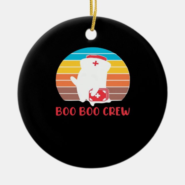 Adorno De Cerámica Boo Boo Crew Nurse Funny Ghost Halloween Classic T (Frente)