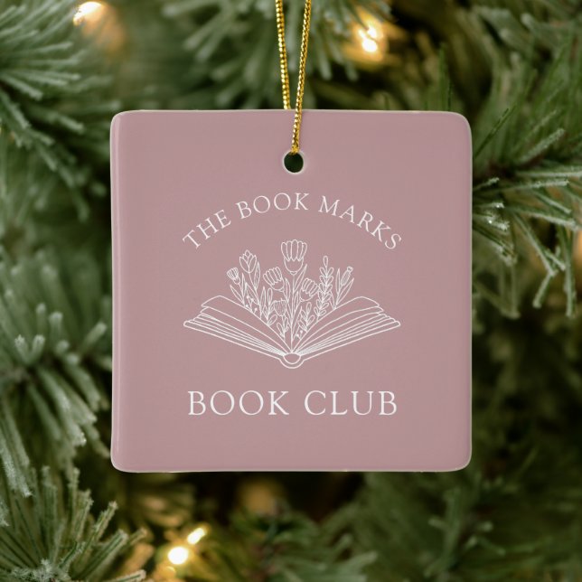 Adorno De Cerámica Book Club Name Personalized Ornament (Árbol)