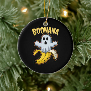 Adorno De Cerámica Boonana Cute Ghost Banana Halloween
