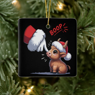 Adorno De Cerámica Boop de Mano Navidad Vaca de las Tierras Altas San