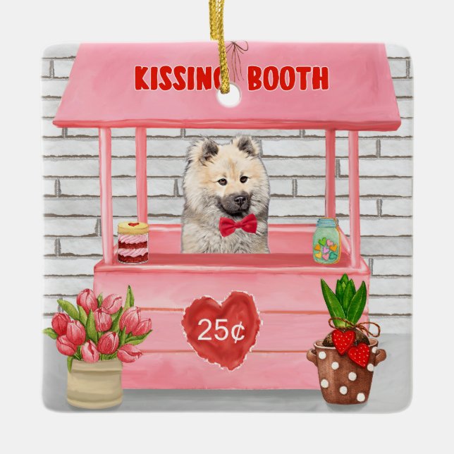 Adorno De Cerámica Booth Kissing, El día de San Valentín de perro de  (Anverso)