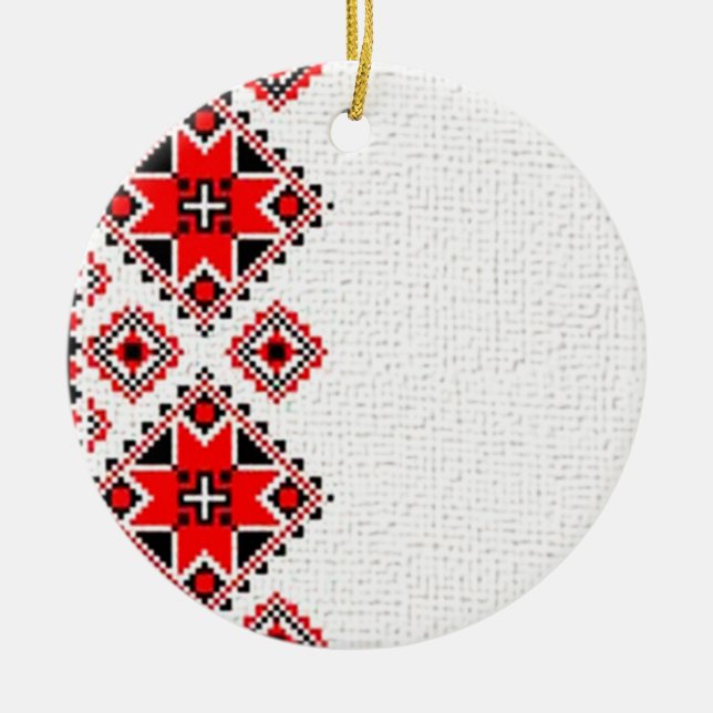 Adorno De Cerámica Bordado ucraniano (Frente)
