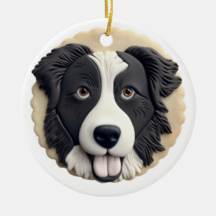 Adorno De Cerámica Borde de Perro Collie 3D inspirado