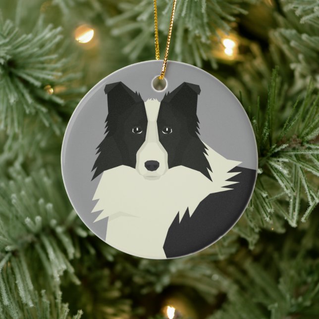 Adorno De Cerámica Border Collie (Árbol)