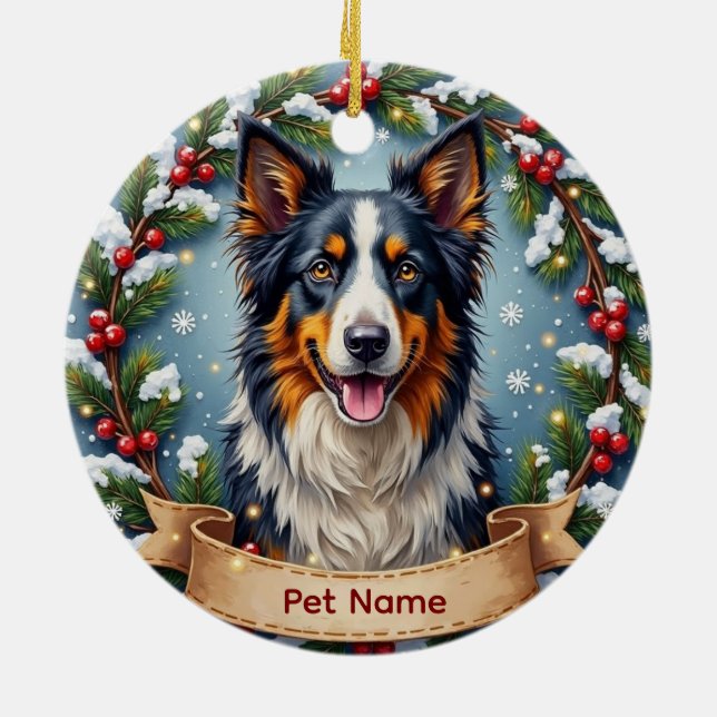 Adorno De Cerámica Border Collie Christmas (Atrás)