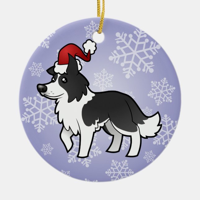 Adorno De Cerámica Border collie del navidad (Frente)