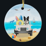 Adorno De Cerámica Border Collie Dog Driving on Beach<br><div class="desc">A Border Collie dog driving vehicle on beach is a perfect gift idea for someone who love this dog breed.</div>