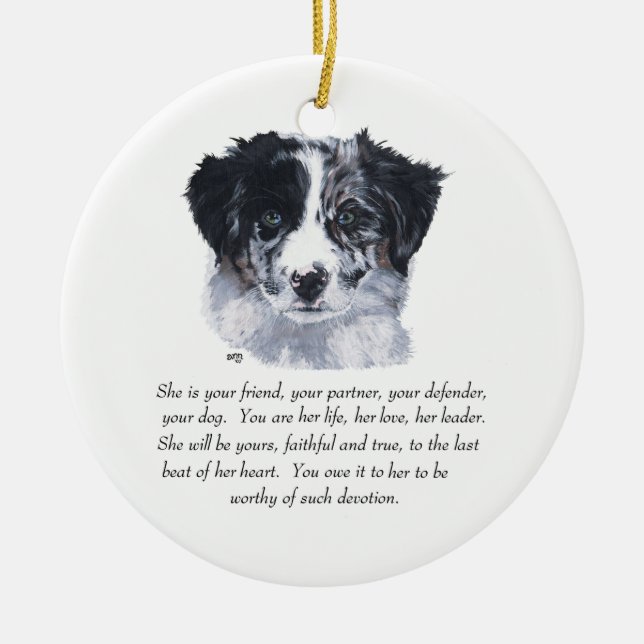 Adorno De Cerámica Border Collie Keepsakes (Frente)