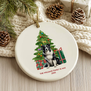 Adorno De Cerámica Border Collie Perro Navidad Personalizada