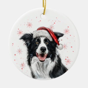 Adorno De Cerámica Border Collie Perro Navidad Personalizado