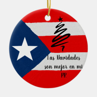 Adorno De Cerámica Boricua Puerto Rico flag Christmas