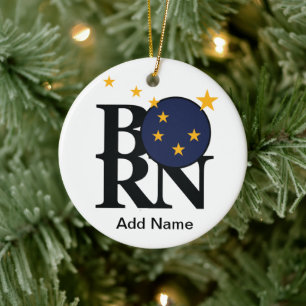 Adorno De Cerámica BORN Alaska (nombre personalizado)