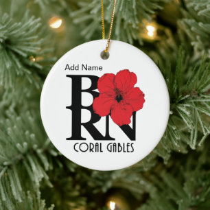 Adorno De Cerámica BORN Coral Gables Red Hibiscus