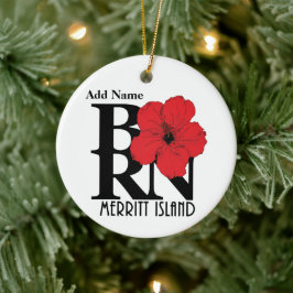 Adorno De Cerámica BORN Isla Merritt Red Hibiscus Custumizable