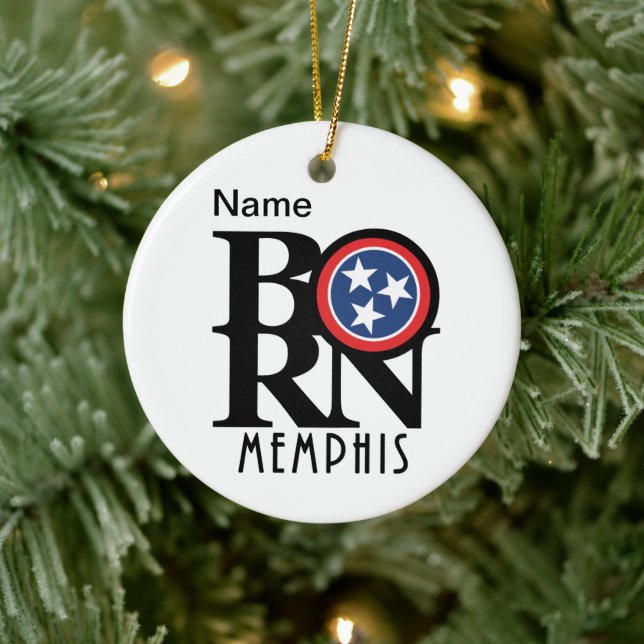 Adorno De Cerámica BORN Memphis Personalizado Ornament (Árbol)