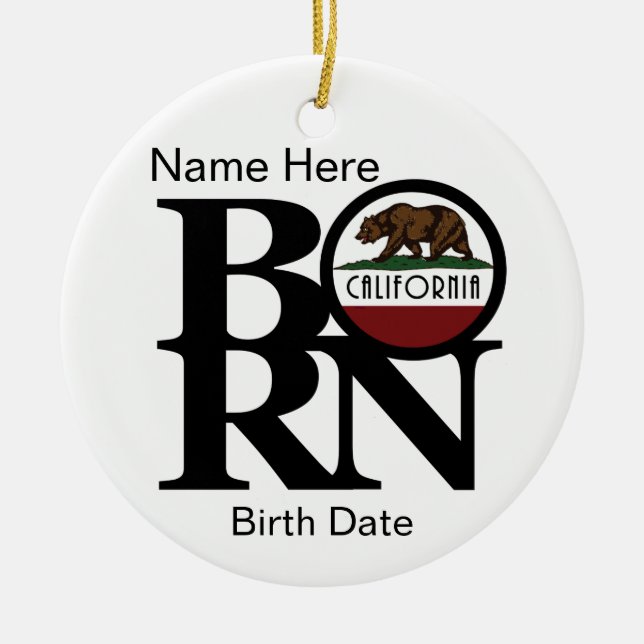 Adorno De Cerámica BORN Personalizado de California (Frente)