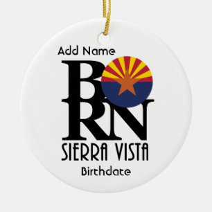 Adorno De Cerámica BORN Sierra Vista (con nombre y fecha de nacimient