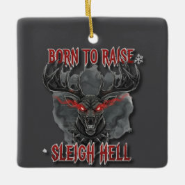 Adorno De Cerámica Born to Raise Sleigh Hell – Heavy Metal Reindeer 
