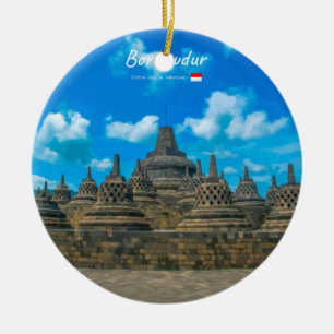 Adorno De Cerámica Borobudur, Indonesia - Antiguo templo budista