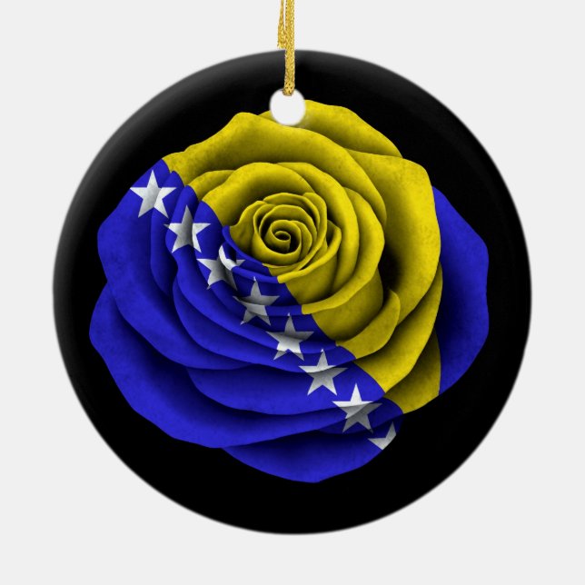 Adorno De Cerámica Bosnia y Hercegovina subió la bandera en negro (Atrás)