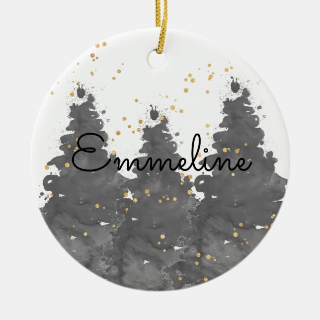 Adorno De Cerámica Bosque de acuarela (Frente)