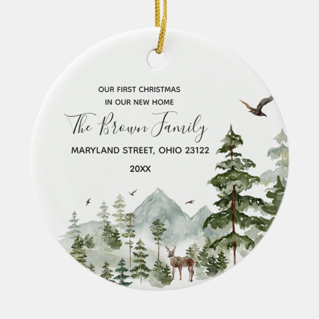 Adorno De Cerámica Bosque de bosques Nuestros primeros Navidades en n (Frente)