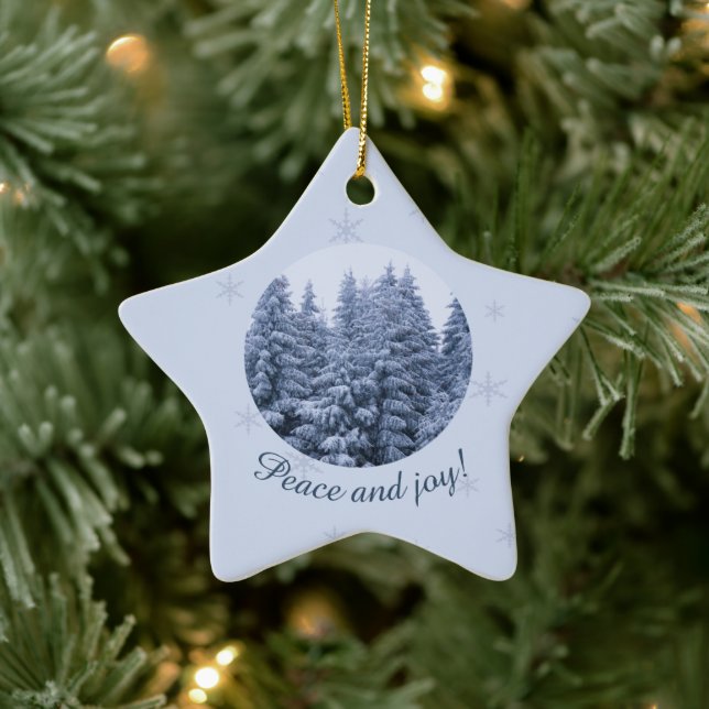 Adorno De Cerámica Bosque de invierno mágico - personalizado Ornament (Árbol)