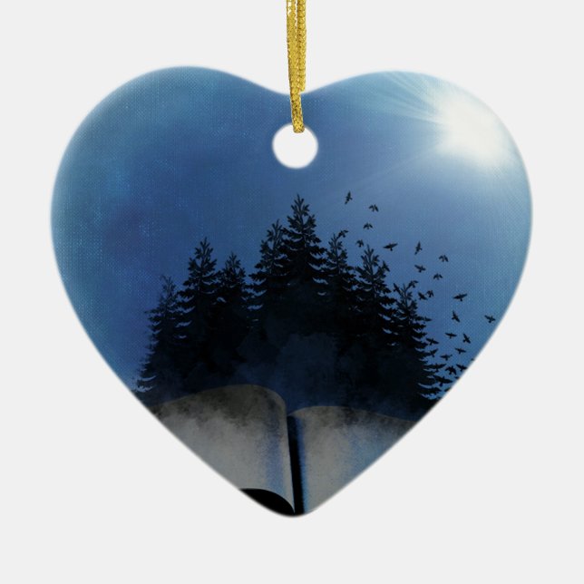 Adorno De Cerámica Bosque de libros abiertos (Frente)