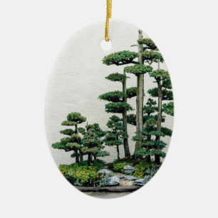 Adorno De Cerámica Bosque de los bonsais del enebro