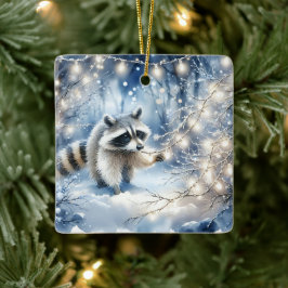 Adorno De Cerámica Bosque de Navidades encantados de Racoon Magical