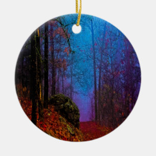 Adorno De Cerámica Bosque Pintado Niebla Púrpura de Otoño