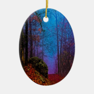 Adorno De Cerámica Bosque Pintado Niebla Púrpura de Otoño