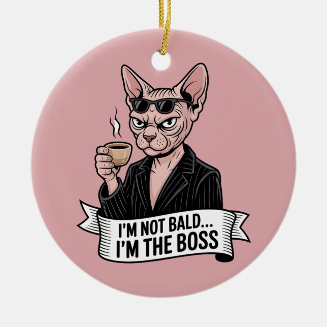 Adorno De Cerámica Boss Sphynx Cat Coffee Artwork (Frente)