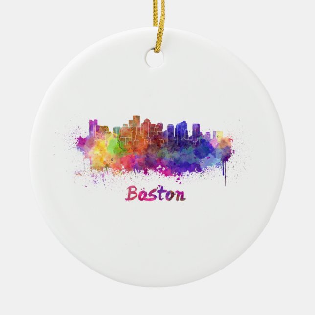 Adorno De Cerámica Boston skyline in watercolor (Frente)
