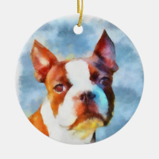 Adorno De Cerámica Boston Terrier