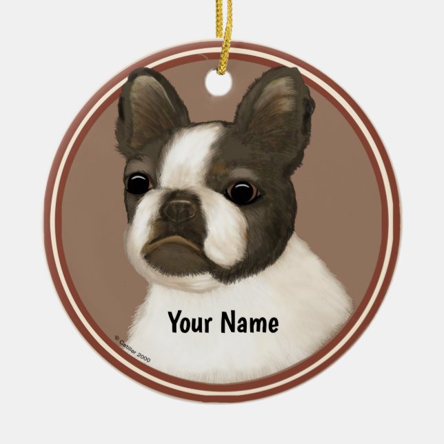 Adorno De Cerámica Boston Terrier (Frente)
