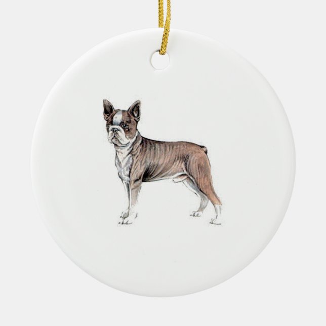 Adorno De Cerámica Boston Terrier (Frente)
