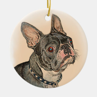 Adorno De Cerámica Boston Terrier