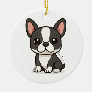 Adorno De Cerámica Boston Terrier con nombre personalizado