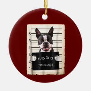 Adorno De Cerámica Boston terrier dog mug shot bad dog