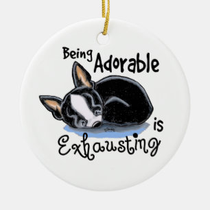 Adorno De Cerámica Boston Terrier que es adorable