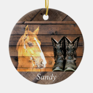 Adorno De Cerámica Botas de vaquero de caballo tabla de granero rústi